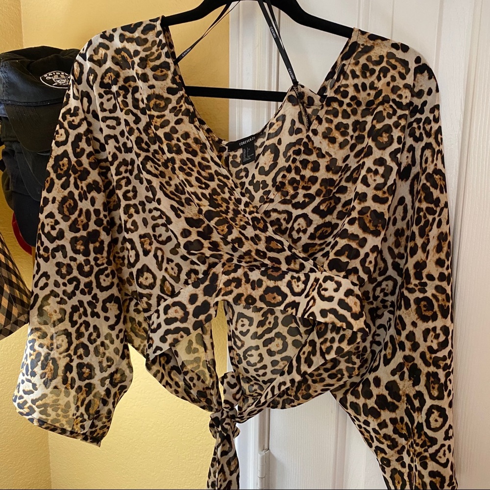 Cheetah Print Wrap Top